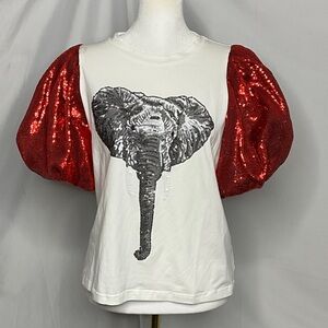 QUEEN OF SPARKLES White Tee with Red and Silver Accents Roll Tide Alabama